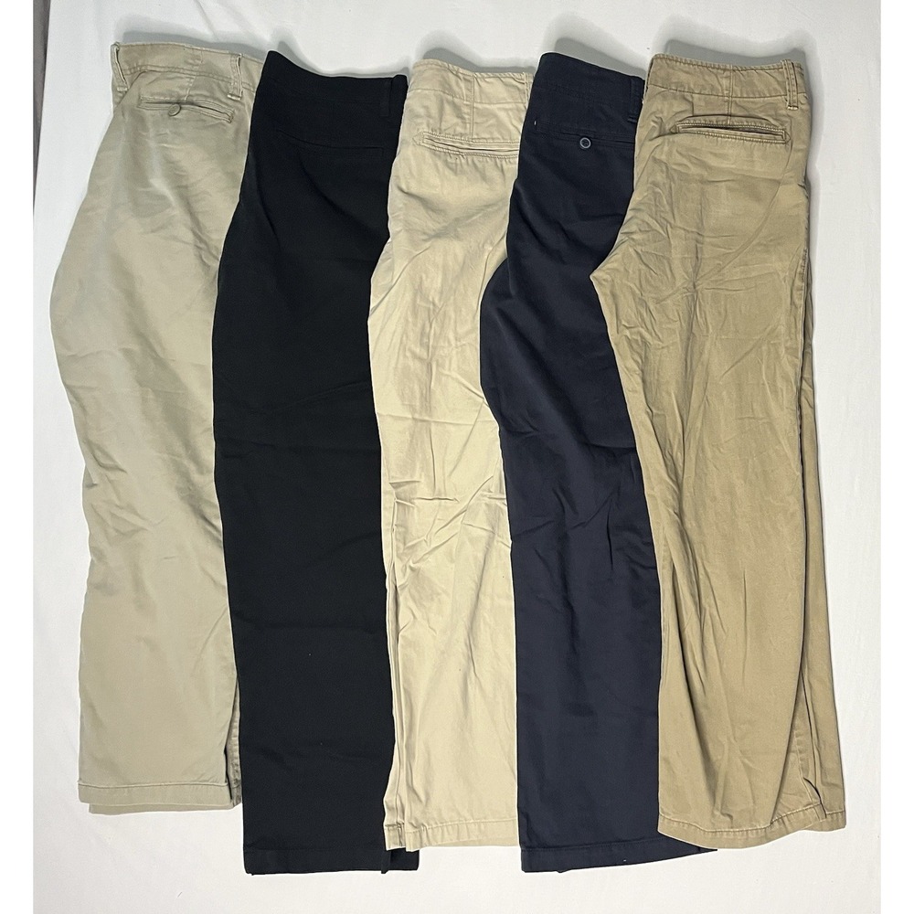 Old Navy Chino Pants Mens Size 33x32 Beige Blue Black Straight Flat Front Lot X5